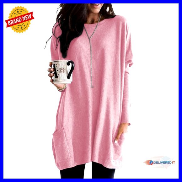 Dresses & Skirts - Long Sleeve Pullover Tunic Dress Casual Chic Oversized Sweatshirt Mini